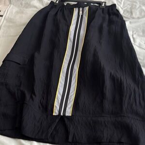 Chic Black A-Line Skirt with Yellow and White Accents